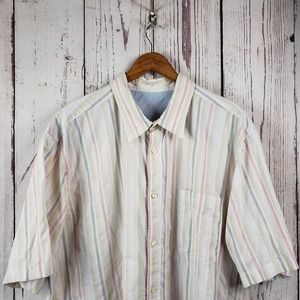 Basic Editions Casual Button Down Shirt Mens Size 3XL/4XL Striped White